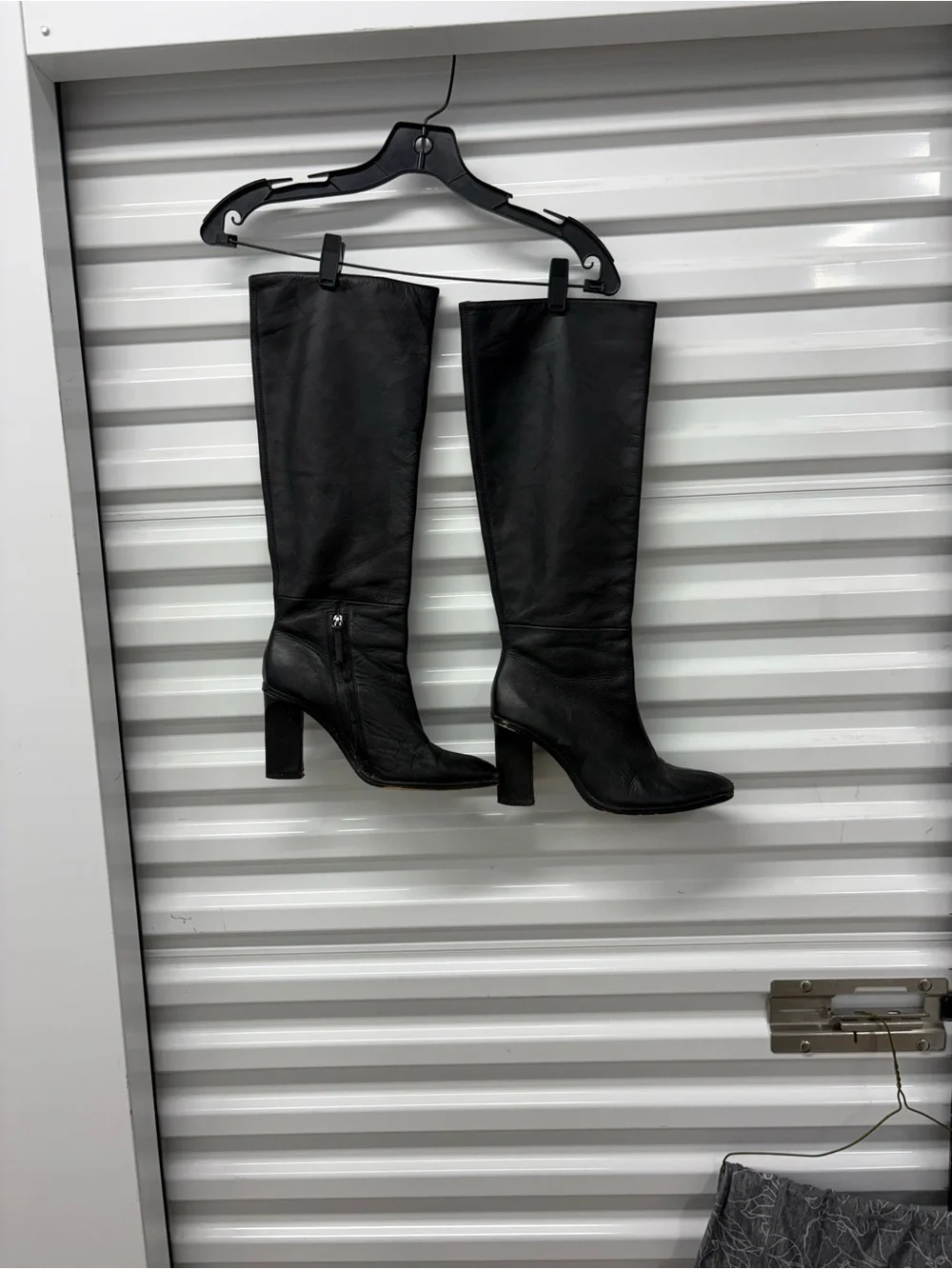 Zara Real Black Leather Knee High Riding Boots Zip Pointed Toe Women's EU 40